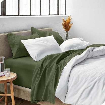 Bare Home King Sheet Set - Luxury 1800 Ultra-Soft Microfiber King Bed Sheets - Double Brushed - Deep Pockets - Easy Fit - 4 Piece Set - Bedding Sheets & Pillowcases (King, Cypress)