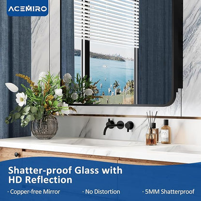 24x30 Inch Bathroom Medicine Cabinet with Mirror Black Metal Framed Farmhouse Recessed or Surface Wall Mounted Black Medicine Cabinets for Bathroom
