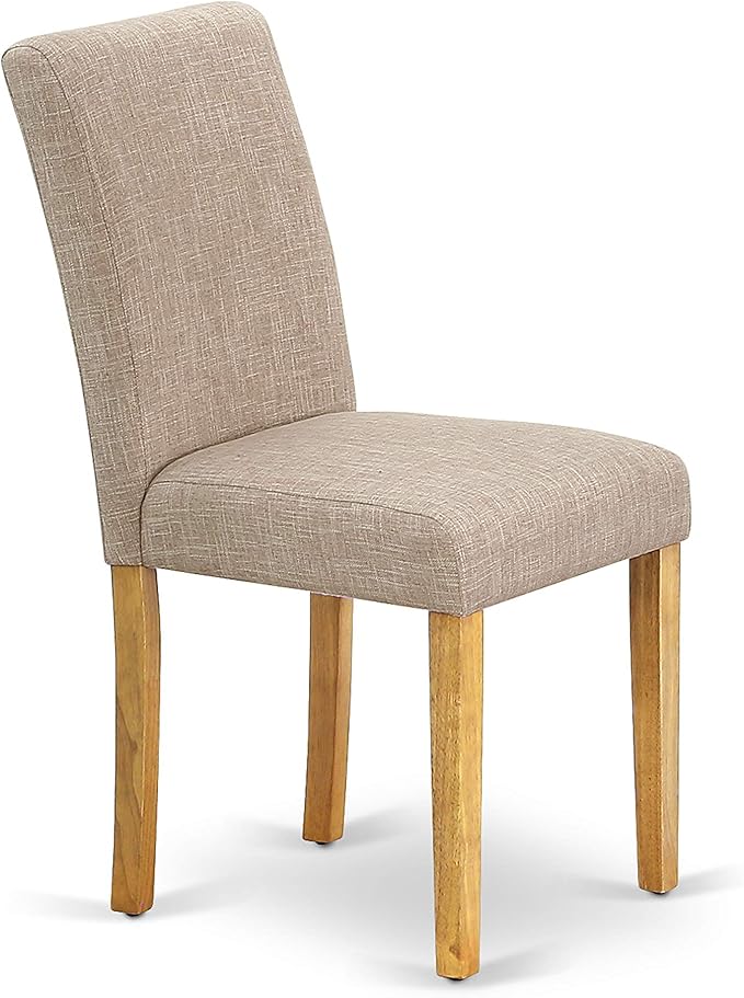 East West Furniture VAAB5-OAK-04 5 Piece Kitchen Table Set for 4 Includes an Oval Dining Table with Butterfly Leaf and 4 Light Tan Linen Fabric Upholstered Chairs, 40x76 Inch, Oak