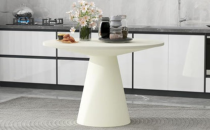 ERYE Contemporary Wooden Round Dining Table, More Decorative Rubber Wood Diningtable for Living Space