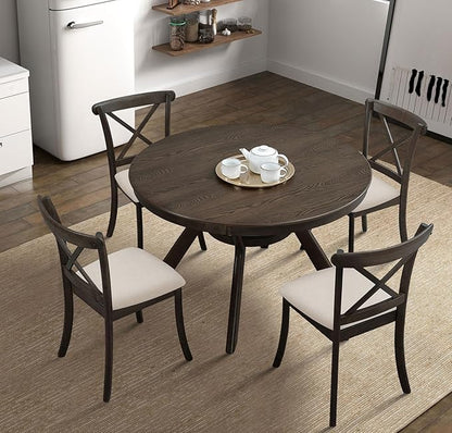 Wooden Dining Chairs Set of 2, Kitchen Chairs Upholstered Dining Chair, Farmhouse Dining Chairs for Dining Table, Max Load 300 Lbs,Brown