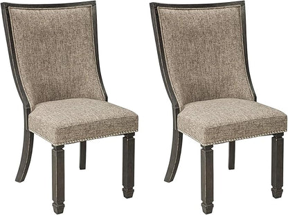 Signature Design by Ashley Tyler Creek Urban Farmhouse Upholstered Dining Chair, 2 Count, Almost Black