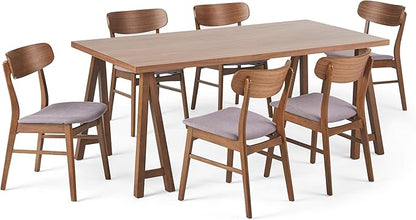 Christopher Knight Home Anthony Mid-Century Modern 7 Piece Dining Set, Dark Gray and Walnut