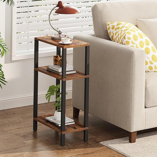 TUTOTAK Small Side Table, Narrow End Table, Skinny Sofa Table, Slim Nightstand, Couch Table, Living Room, Bed Room, Brown TB01BB0772