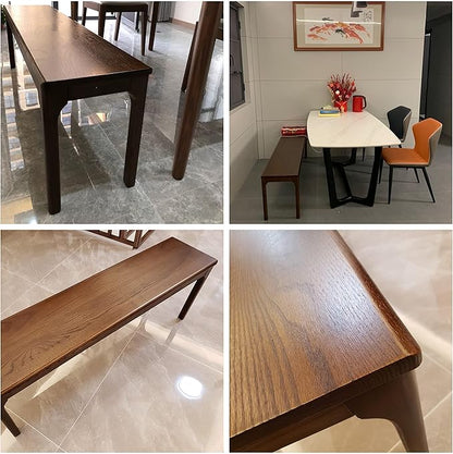 6 FT Dining Bench, Wood Solid Oak Wooden Bench Indoor Dining Room Home Bedroom Bed End Restaurant Modern Hallway Furniture (Walnut Color, 72”W x 13.8" D x 17.7" H)