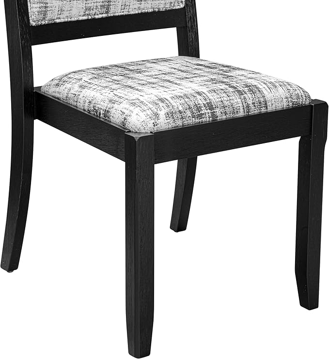 X12X2-006-30 - 13-piece Dining Room Table Set a Rectangular Kitchen Table and 12 Wire Brushed Black Polyester Fabric Stackable Chair, 39x120 Inch, Wire Brushed Black