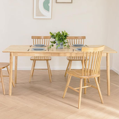 DELAVIN 70.8" Large Solid Wood Dining Table for 6-8 People, Mid Century Modern Rectangular Oak Kitchen Table, Farmhouse Dining Room Table, Easy Assembly, Natural