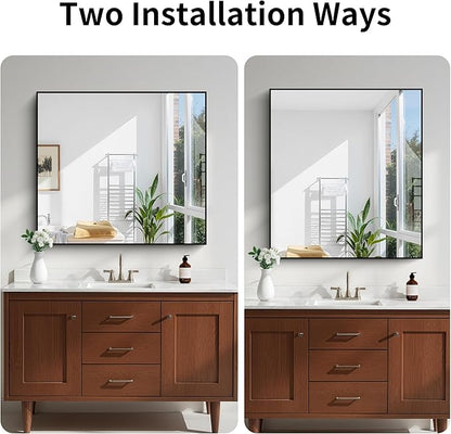 KOCUUY Black Rectangle Mirror, 36"x40" Bathroom Mirrors for Over Sink, Large Black Wall Mounted Mirror, Metal Framed Mirror for Wall, Vanity Mirror for Bathroom Living Room Bedroom Dining Room