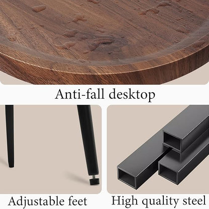 Side Table Small End Table, Oval & Round Wood Sofa Table, 2-Tier Accent Table Nightstand Bedside Table with Metal Frame for Living Room, Bedroom, Small Spaces (Rustic Brown)