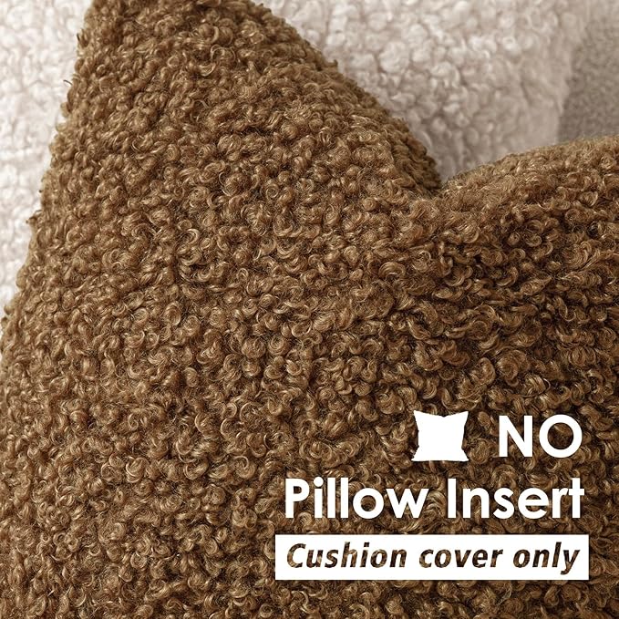 Foindtower 2 Pieces 18x18 Inch Dark Bronze, Faux Fur Throw Pillow Cover Accent Sherpa Furry Pillow Covers Fuzzy Soft Pillowcases Cozy Sheepskin Decorative Fleece Cushion Case for Bed Couch Living Room