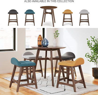 Signature Design by Ashley Lyncott Contemporary 28.5" Counter Height Upholstered Bar Stool with Foam Cushion, 2 Count, Mustard & Brown