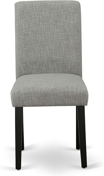 East West Furniture DUAB5-BLK-06 5 Piece Kitchen Table Set for 4 Includes a Rectangle Dining Table and 4 Shitake Linen Fabric Parson Dining Room Chairs, 36x60 Inch, Black