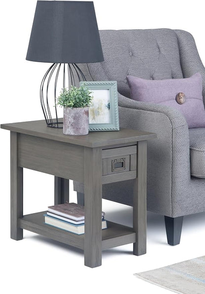 SIMPLIHOME Monroe SOLID ACACIA WOOD 14 inch Wide Rectangle Rustic Narrow Side Table in Farmhouse Grey for the Living Room and Bedroom