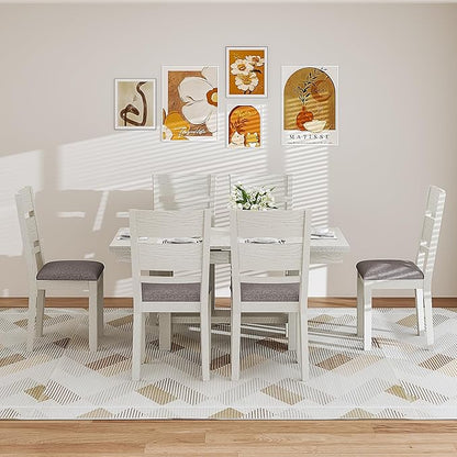 Dining Chairs Set of 4, Solid Wood Farmhouse Chairs with High Back and Upholstered Seat, Easy Assembly for Indoor Home, Dinner, Kitchen, Grey