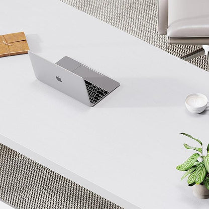 LVB Modern White Computer Desk, Long Industrial Home Office Desk for Student, Large Metal Wood Writing Study Work Desk, Farmhouse Executive Gaming Computer Table for Bedroom Living Room, White, 60 in