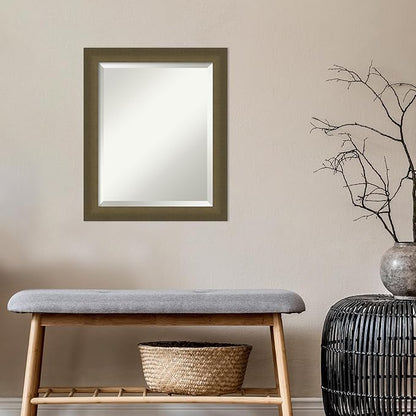 Amanti Art Bronze Bathroom Mirror for Over Sink, 24x20 Blaine Light Bronze Narrow Rectangle Vanity Mirror, Small Modern Contemporary Frame, Hangs Horizonally and Vertically, Bathroom Wall Decor