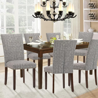 Parsons Dining Chairs Set of 2, Upholstered Nailhead Dining Room Kitchen Side Chair with Thick Cushions and Wood Legs, Black/White