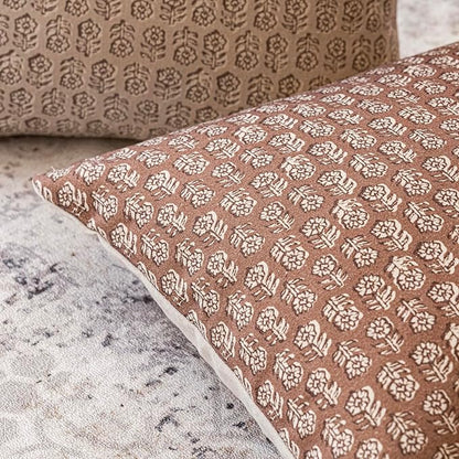 Foindtower Set of 2 Decorative Vintage Floral Print Throw Pillow Covers Neutral Farmhouse Cushion Covers Boho Home Decor for Sofa Couch Chair Bedroom Living Room Outdoor,24×24 Inch,Light Orange Brown