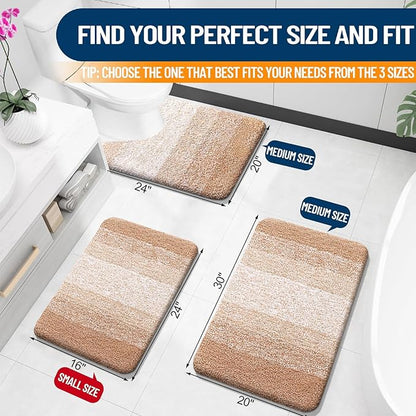 OLANLY Bathroom Rugs Mat 24x16, Extra Soft Absorbent Microfiber Bath Rugs, Rubber Backing, Quick Dry, Machine Washable Bath Mats for Bathroom Floor, Tub and Shower, Home Decor Accessories, Beige