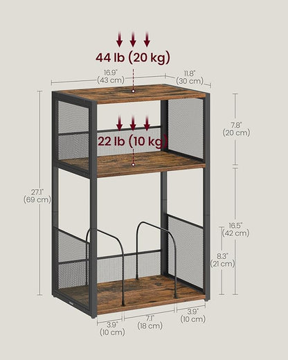 VASAGLE Record Player Stand, 3-Tier Side Table, Vinyl Record Storage up to 100 Albums, End Table for Living Room, Bedroom, Rustic Brown ULET275K01
