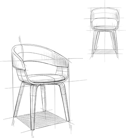 SIMPLIHOME Lowell Dining Chairs - Upholstered Walnut Finish Bentwood Frame and Linen-Style Fabric Kitchen Chair in Charcoal Grey, Modern Dining Room Seating with Curved Back and Padded Seat