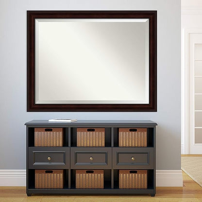 Amanti Art Brown Bathroom Mirror for Over Sink, 35x45 Coffee Bean Brown Rectangle Vanity Mirror, X-Large Casual Frame, Hangs Horizonally and Vertically, Bathroom Wall Decor, Beveled Edge from WI, USA