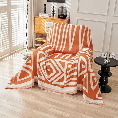 HANDONTIME Orange Sofa Covers for Chair Recliner Chenille Couch Throw Cover Pet Furniture Protector Thick Washable, 71" X71"