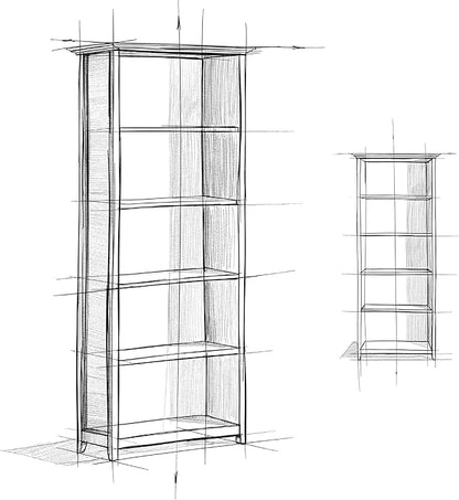 SIMPLIHOME Amherst Bookcase - 70 inch Tall 5-Shelf Solid Wood Bookshelf in Rustic Natural Aged Brown, Transitional Storage for Living Room, Study or Office with Adjustable Shelves and Tapered Legs