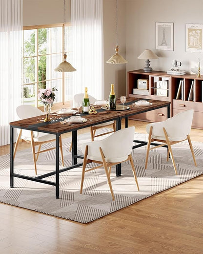 47.2'' Dining Table, Rectangle Color-Blocked Kitchen Dinner Table, for 6 People, Writing Desk, for Dining Room, Living Room, Office, Rustic Brown and Black TCZ12BF