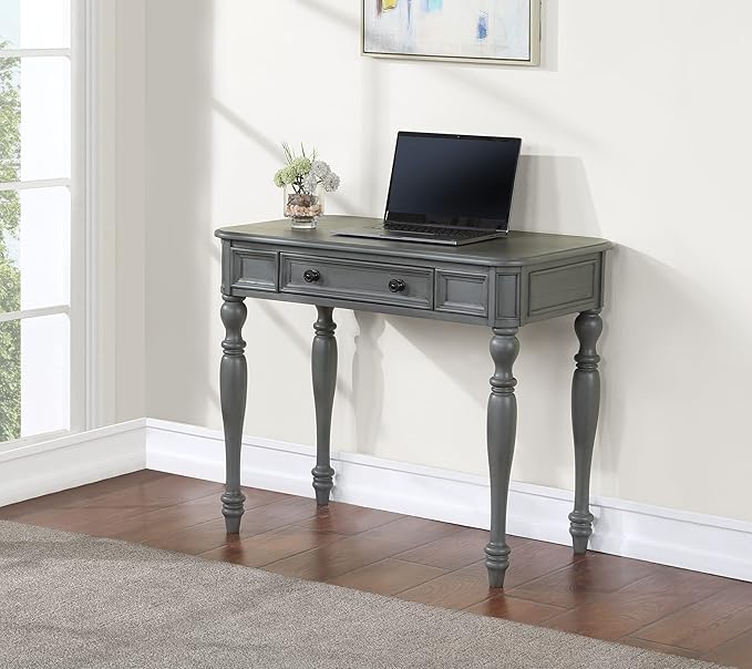 OSP Home Furnishings Country Meadows 36 Inch Writing Desk with Drawer, Plantation Grey