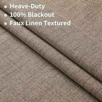 Joydeco Natural Linen Curtains 96 inch Length 2 Panels Set Burg 100% Blackout Patio Door Curtain Room Darkening Sliding Door Curtains Thermal Insulated Back tab Rod Pocket(105x96 inch, Linen)