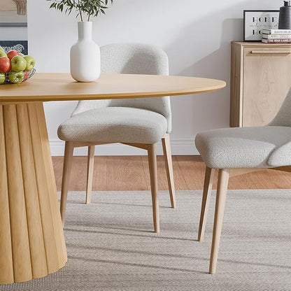Casaphoria 67" Oval Dining Table, Modern Wood Kitchen Table with Cone Shaped Strip Polygonal Base for Living Room & Dining Room, Easy Assembly Farmhouse Furniture for 4-6, Oak