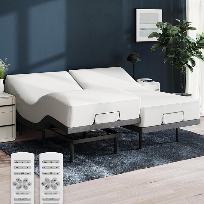 Nectar Luxe Twin XL Adjustable Base & 14” Mattress (New Version) - Head & Foot Incline - Medium Firm Memory Foam - Cooling Upgrade - 3 Massage Settings - 365-Night Mattress Trial & Forever Warranty