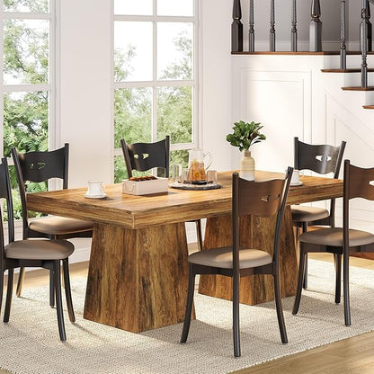 LITTLE TREE 31.5" Small Dining Table for 4, Farmhouse Kitchen Table with Walnut Finish, Square Compact Dinner Table for Home Dining Room, Apartments, Office, Living Room & Restaurants, Walnut