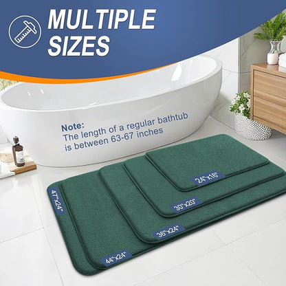 OLANLY Thick Memory Foam Bath Mat Rug 24x16, Extra Soft Absorbent Bathroom Rug, Quick Dry Bath Mats, Non-Slip, Washable Carpet for Bathroom, Tub and Shower, Home Decor Accessories, Blackish Green