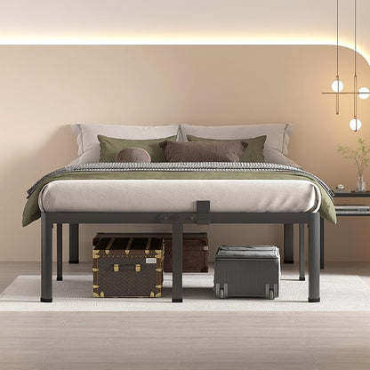 MAF 18 Inch King Size Bed Frame with Round Corner Legs Mattress Slide Stopper No Box Spring Needed Heavy Duty Metal Platform Bed Frames, 3000 LBS Steel Slats Support