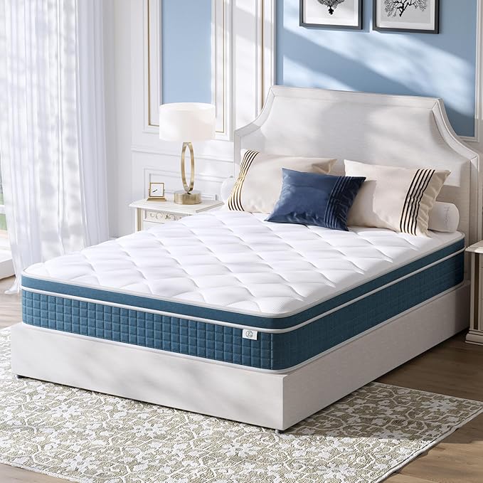 Twin XL Mattress, 10 Inch Hybrid Mattress Twin XL with Individual Pocket Springs and Pressure-Relieving Memory Foam, Breathable, Medium Firm Mattress in a Box 80"x39"x10"