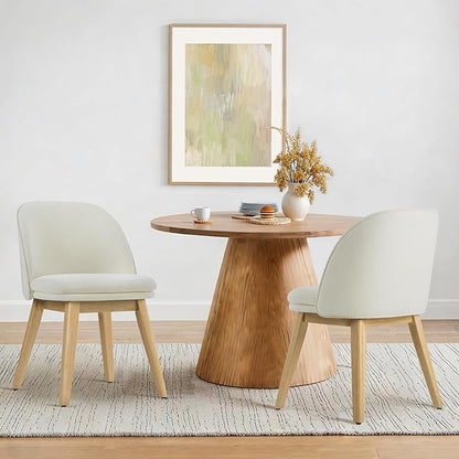 Wooden Dining Chairs Set of 4, Fabric Upholstered Modern Dining Room Chairs with Double-Layer Thick Seat Cushion & Ergonomic Backrest for Restaurant, Kitchen and Café, 2 Boxs