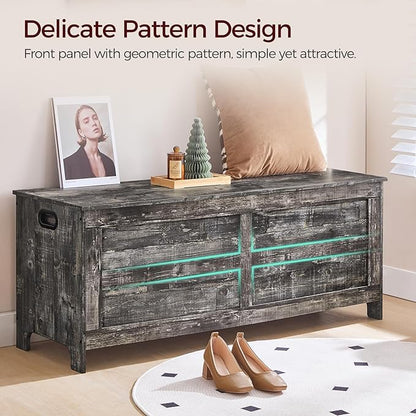 Storage Chest, 47.2” Large Toy Chest, Entryway Storage Trunk, Storage Bench with Safety Hinge, Entrance Bench for Living Room, Entrance, Bedroom, Vintage Gray SCRP48901