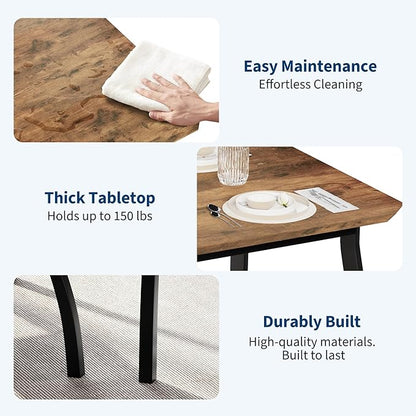 Small Dining Table Set for 2,3-Piece Kitchen Table Set with Thick Wood Grain Tabletop & 2 Upholstered Chairs & Metal Frame, Compact Table Set for Small Spaces, Kitchens & Dining Rooms (Brown)