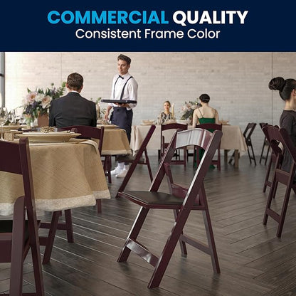 Flash Furniture Hercules Series Folding Chairs for Weddings and Formal Events, Stackable Commercial Event Seats with 1,000-lb. Static Weight Capacity, Set of 4, Red Mahogany
