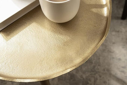 Kate and Laurel Alessia Modern Round Metal Side Table; 15 x 15 x 22; Gold; Decorative Glam Cast Aluminum End Table with Deckled Edge for Bedroom Nightstand or Living Room Accent