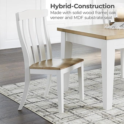 Signature Design by Ashley Ashbryn Farmhouse Armless Dining Chair with Bent Slat Back, Set of 2, White & Light Brown