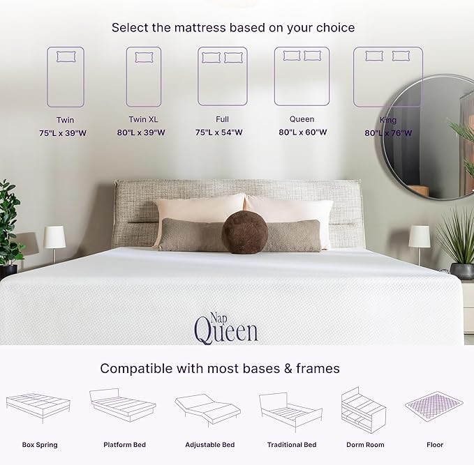 NapQueen Full Mattress, 14 Inch Charcoal Memory Foam Mattress, Full Bed Mattress in a Box, CertiPUR-US Certified, Medium Firm, Breathable Soft Fabric Cover