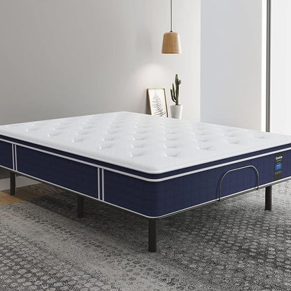 Coolvie 12 Inch King Size Mattress, Firm Feel Fiberglass Free Hybrid Mattress for Extra Lumbar & Hip Support, Cooling Knit Fabric Cover- King Mattress in a Box, CertiPUR-US® Certified foam-80x76x12