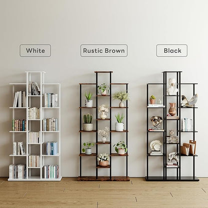 Bookshelf，Small Bookcase for Small Space，6-Tier Bookshelf for Living Room, Home Office, Study，7.87 x 26.77 x 55.5 Inches,White