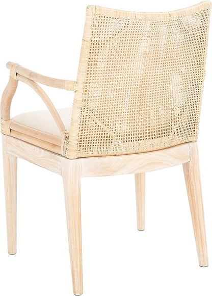 SAFAVIEH Home Collection Gianni Natural Wash/White Cushion Living Dining Room Bedroom Office Foyer Arm Chair SEA4011B