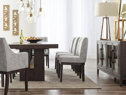 Signature Design by Ashley Burkhaus Traditional Dining Upholstered Arm Chair, 2 Count, Gray & Dark Brown