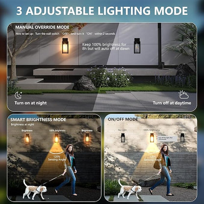 Dawn to Dusk Outdoor Sensor Motion Sensor Light Fixture Waterproof Porch Lights Anti-Rust Exterior Wall Mount Light Outdoor Wall Lantern for Patio Front Door Garage