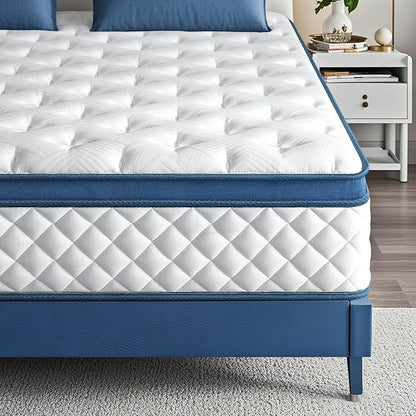 King Size Mattress 12 Inch, Medium Firm Hybrid King Bed Mattress, Memory Foam Mattresses in a Box for Pressure Relief, Individual Pocket Spring-Motion Isolation with Edge Support, CertiPUR-US